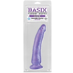 Basix Slim 7 Dong W/ Suction Purple