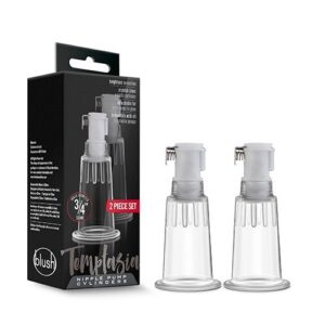 Temptasia – Nipple Pumping Cylinders – Set of 2 (0.75 Inch Diameter) – Clear